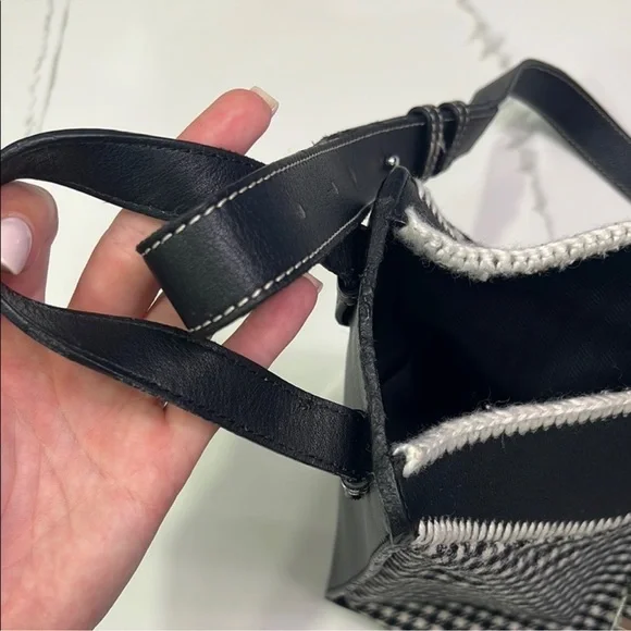 Loewe Hammock Tweed Black/White Small Tote Bag with Classic Checkered Pattern - Picture 12 of 16